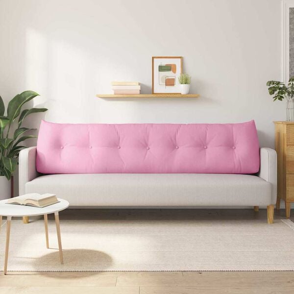 vidaXL Cuscino per Schiena Rosa 200 x 24 x 50 cm Tessuto