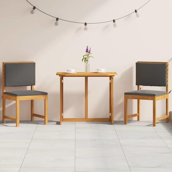 vidaXL Set Bistro da Giardino 3 pcs Marrone legno massello di acacia