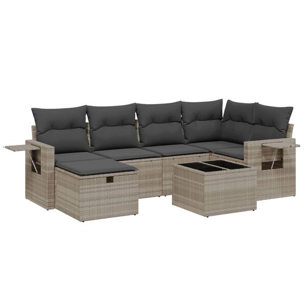 vidaXL Set Divano da Giardino 6pz con Cuscini Grigio Chiaro Polyrattan