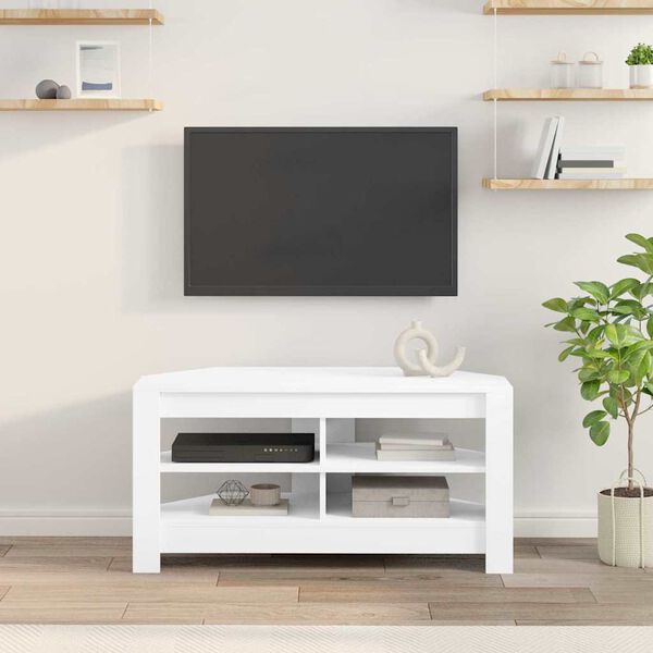 vidaXL MobileTVAngolare Bianco 102 x 40,5 x 45 cm Legno multistrato