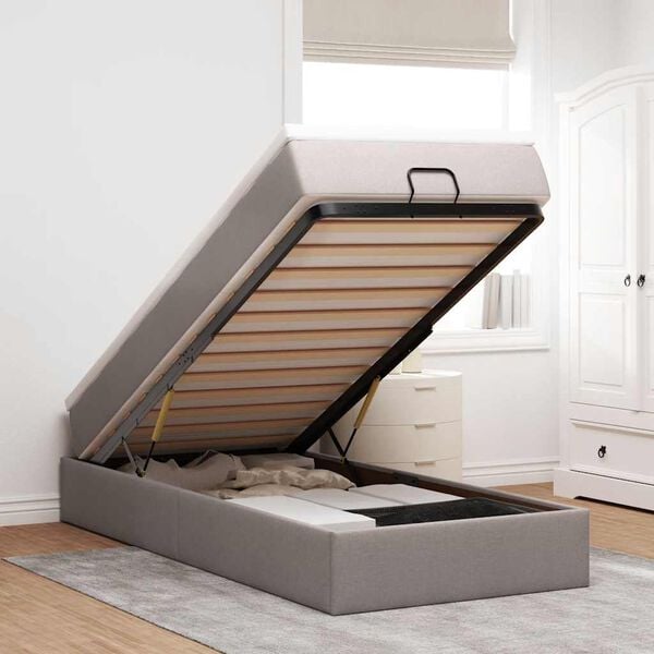 vidaXL Struttura Letto Pouf con Materasso Tortora 80x200 cm in Tessuto