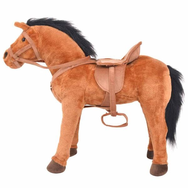 vidaXL Cavallo in Peluche in Piedi Marrone