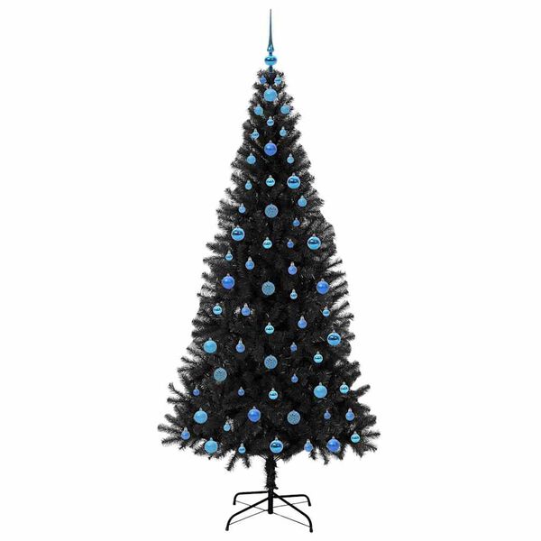 vidaXL Albero di Natale con 300 LED con supporto Nero 210 cm PVC