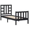 vidaXL Giroletto con Testiera Nero Small Single in Legno Massello