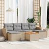 vidaXL Set Divani da Giardino 7 pz con Cuscini Beige in Polyrattan