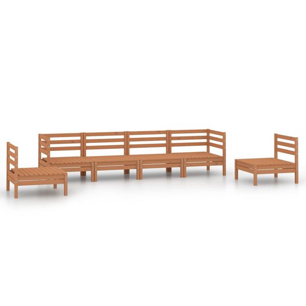 vidaXL Set Salotto da Giardino 6 pz Marrone Ambra Legno Massello Pino