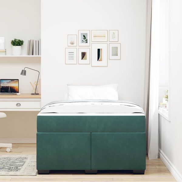 vidaXL Struttura del letto Verde Scuro 120 x 190 cm Tessuto