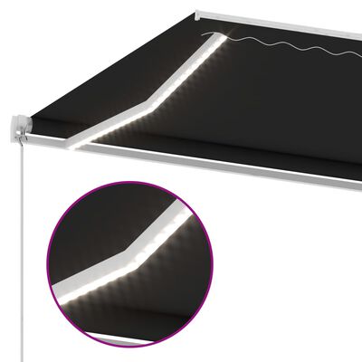 vidaXL Tenda da Sole Retrattile Manuale con LED 600x350 cm Antracite