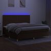 vidaXL Letto a Molle Materasso e LED Marronescuro 200x200cm in Tessuto