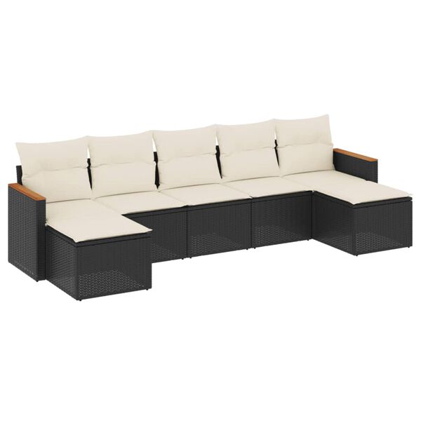 vidaXL Set Divani da Giardino con Cuscini 7pz Nero Polyrattan