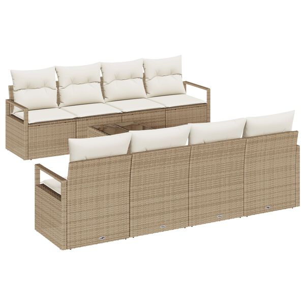 vidaXL Set di divani con cuscino 7 pcs Beige e Crema polyrattan