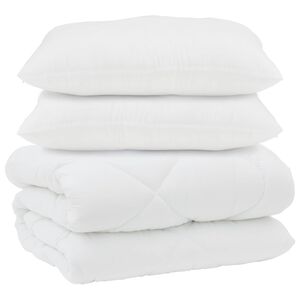 vidaXL Piumone con Cuscini 3 pcs Bianco Microfibra e Piuma d'Oca