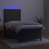 vidaXL Letto a Molle con Materasso e LED Grigio Scuro 90x190cm Velluto
