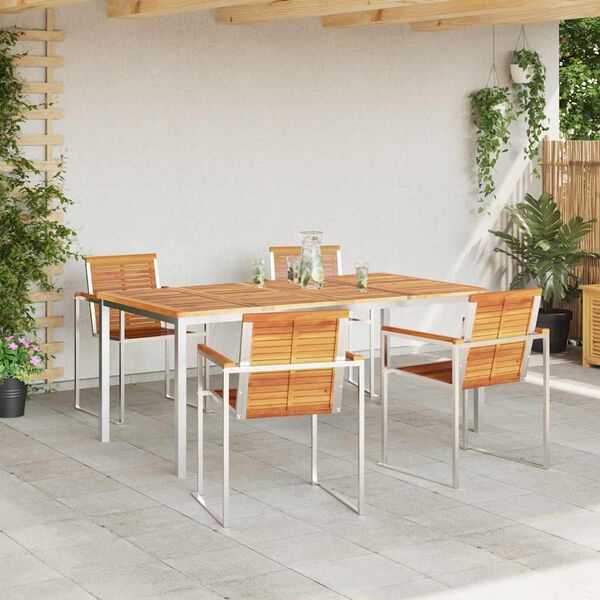 vidaXL Set da Pranzo per Giardino 5 pcs Legno Massello di Acacia