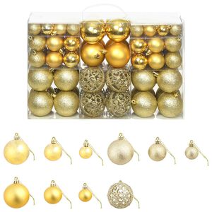 vidaXL Set Palline di Natale 100 pz 3/4/6 cm Oro