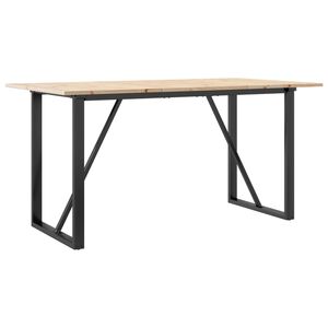 vidaXL Tavolo da Pranzo Telaio a O 160x80x75 cm Legno Pino e Acciaio