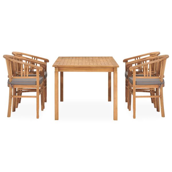 vidaXL Set da Pranzo da Giardino 5 pz con Cuscini in Massello di Teak