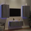 vidaXL Mobili TV a Muro con LED 4pz Grigio Sonoma in Legno Multistrato
