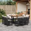 vidaXL Set da Pranzo da Giardino 9 pz con Cuscini Nero in Polyrattan