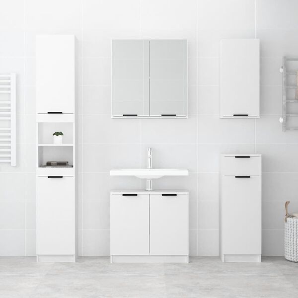vidaXL Armadietto da Bagno Bianco 32x34x188,5 cm in Legno Multistrato