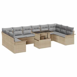 vidaXL Set Divano da Giardino 11 pcs Beige Rattan in Polipropilene