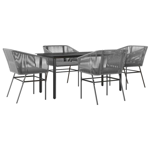 vidaXL Set da Pranzo da Giardino 5 pz con Cuscini Polyrattan Vetro
