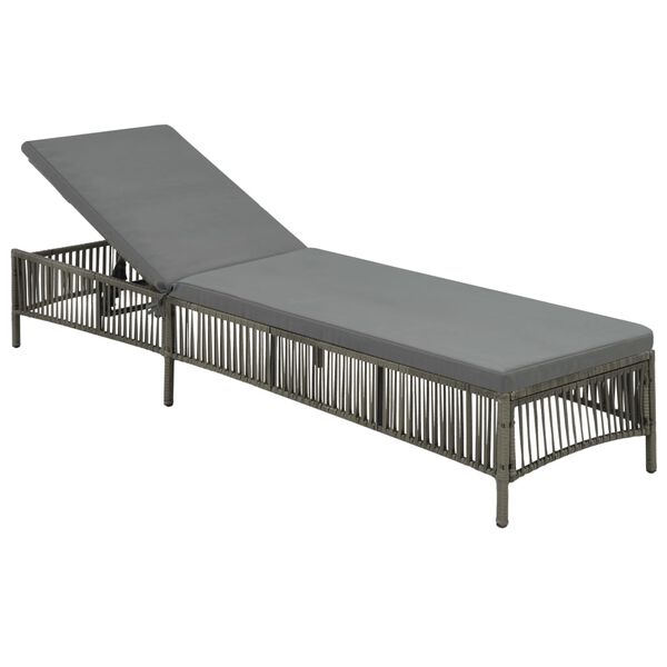 vidaXL Lettino Prendisole con Cuscino in Polyrattan Grigio