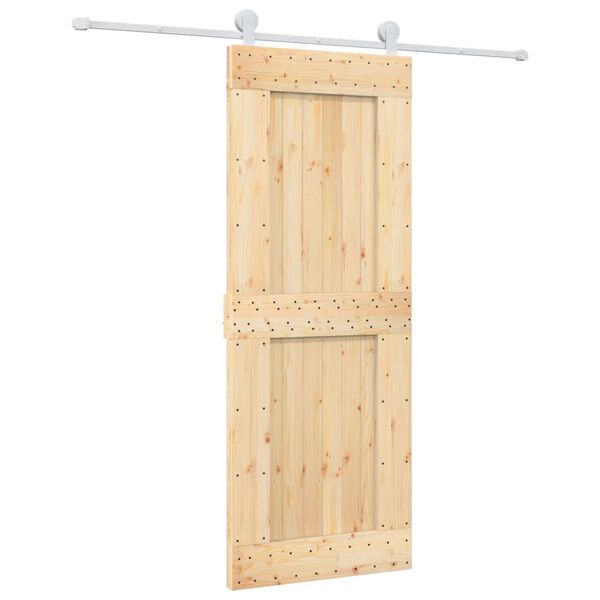 vidaXL Porta Scorrevole con Set Hardware 80x210 cm Legno Massello Pino