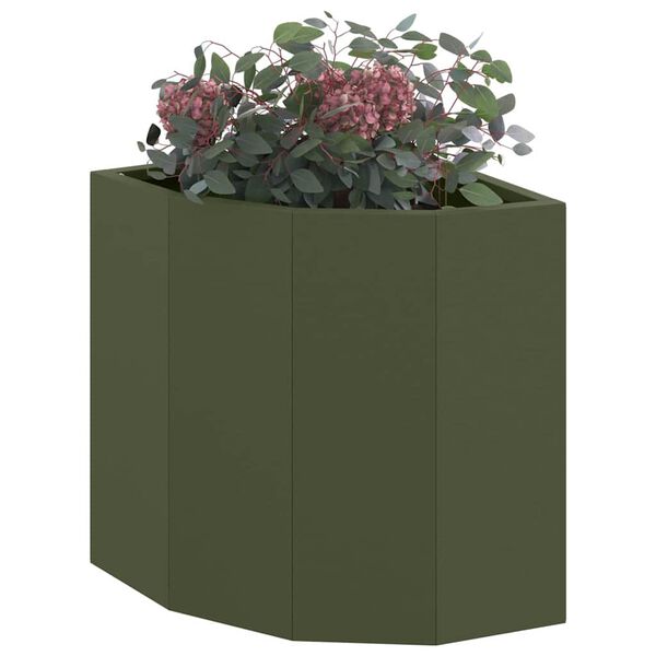 vidaXL Vaso d'angolo Oliver verde 30 x 30 x 35 cm Acciaio