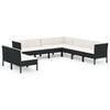 vidaXL Set Divani da Giardino 9 pz con Cuscini in Polyrattan Nero