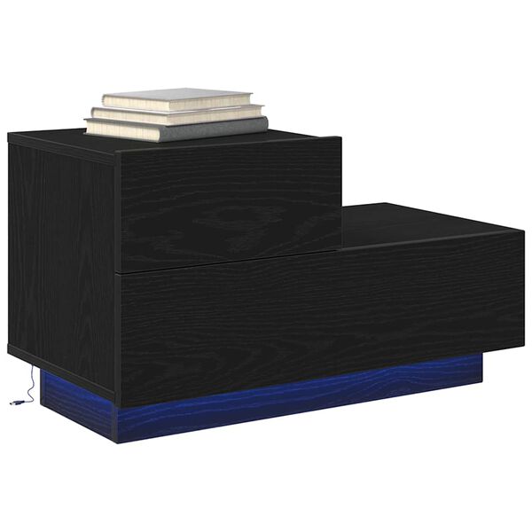 vidaXL Armadio da Notte con cassetto Rovere Nero 70 x 36 x 40,5 cm