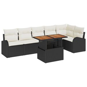 vidaXL Set Divano da Giardino 7 pz Nero e Crema