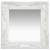 vidaXL Specchio da Parete Stile Barocco 40x40 cm Bianco