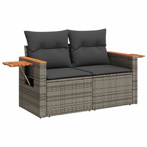 vidaXL Divano da Giardino con Cuscini 2 Posti Grigio in Polyrattan