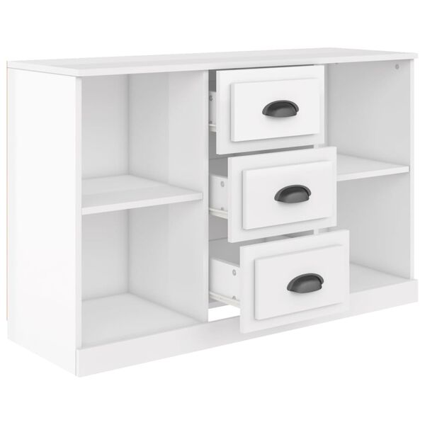 vidaXL Credenza Bianco Lucido 104,5x35,5x67,5 cm in Legno Multistrato