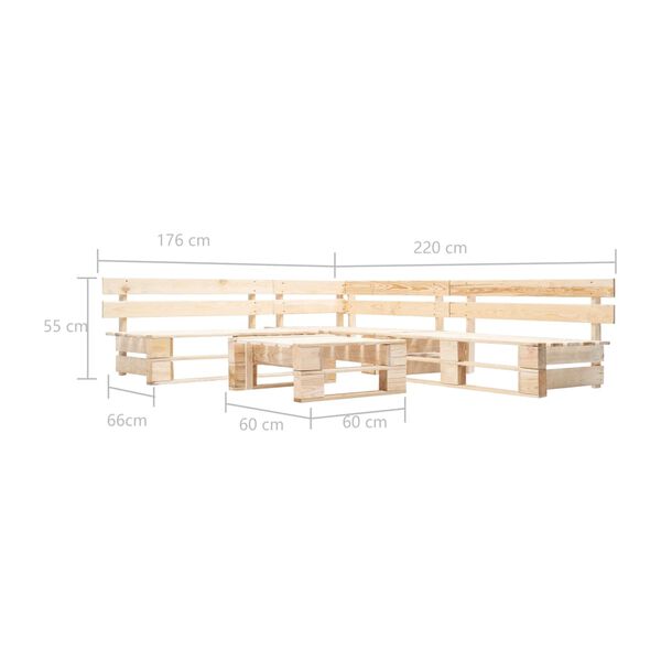 vidaXL Set Divani da Giardino con Pallet 4 pz Naturale in Legno