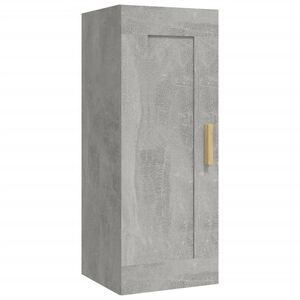 vidaXL Armadietto a Muro Grigio Cemento 35x34x90 cm Legno Multistrato