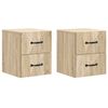 vidaXL Mobiletto da notte a muro 2 pcs Rovere Sonoma 34,5 x 33 x 40 cm