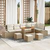 vidaXL Set Divano da Giardino con cuscino 10 pcs Beige Poly Rattan