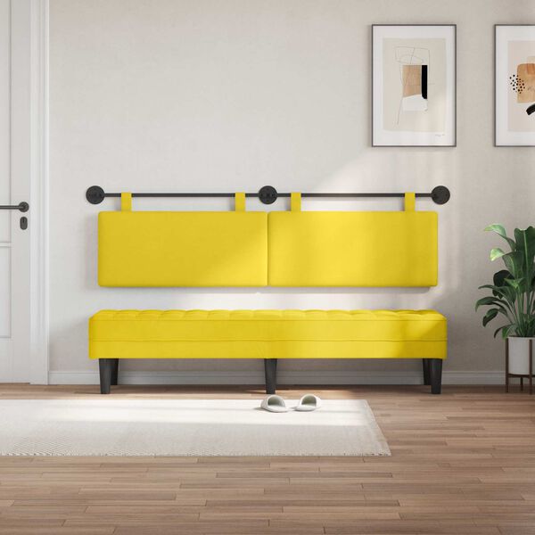 vidaXL Testata appesa Giallo Chiaro 170 x 55 x 5 cm Tessuto in Cords
