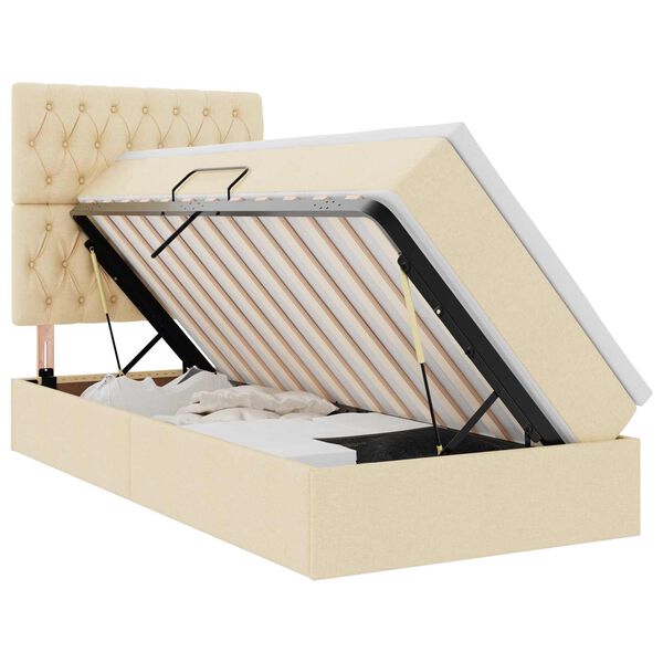 vidaXL Letto con contenitore e materasso Crema 100 x 200 cm Poliestere