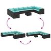 vidaXL Set Divani da Giardino 10pz con Cuscini in Polyrattan Nero