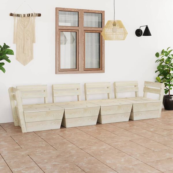 vidaXL Divano da Giardino a 4 Posti su Pallet Legno Abete Impregnato