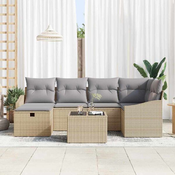 vidaXL Set di divani con cuscino 7 pcs polyrattan