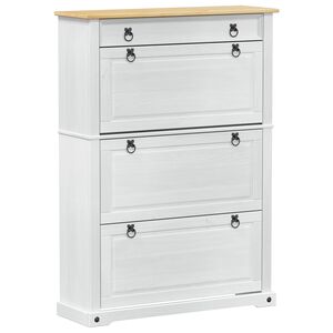 vidaXL Mobile per scarpe Corona Bianco 99 x 32 x 138 cm Pino massello