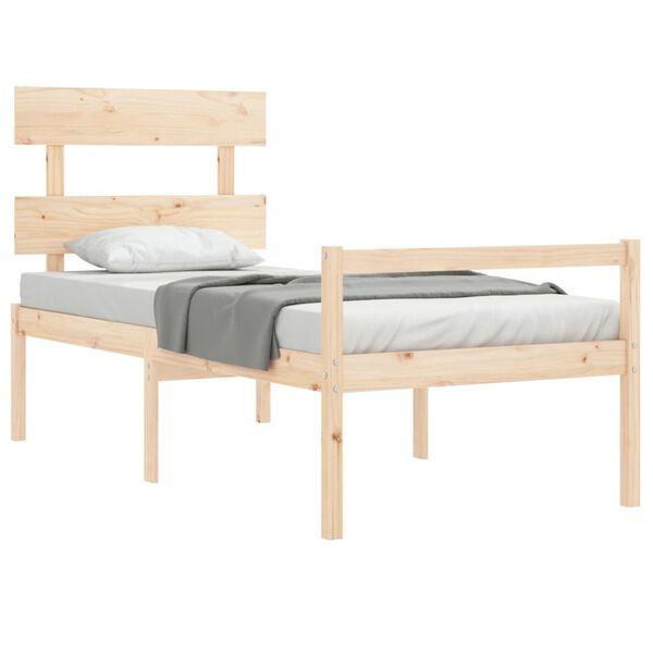 vidaXL Letto per Anziani con Testiera 90x200 cm in Legno Massello