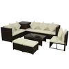 vidaXL Set Divani da Giardino 8 pz con Cuscini in Polyrattan Marrone