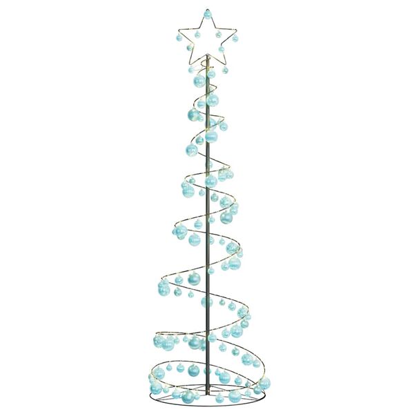 vidaXL Albero di Natale a LED con Palline 120 LED Bianco Caldo 180 cm