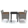 vidaXL Set da Pranzo da Giardino 5 pz con Cuscini Grigio e Nero