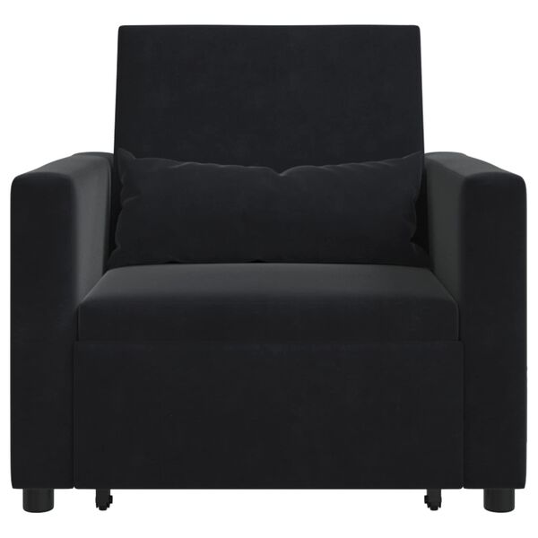 vidaXL Divano Letto Singolo con ruote Nero 90 x 165 x 87 cm Velluto